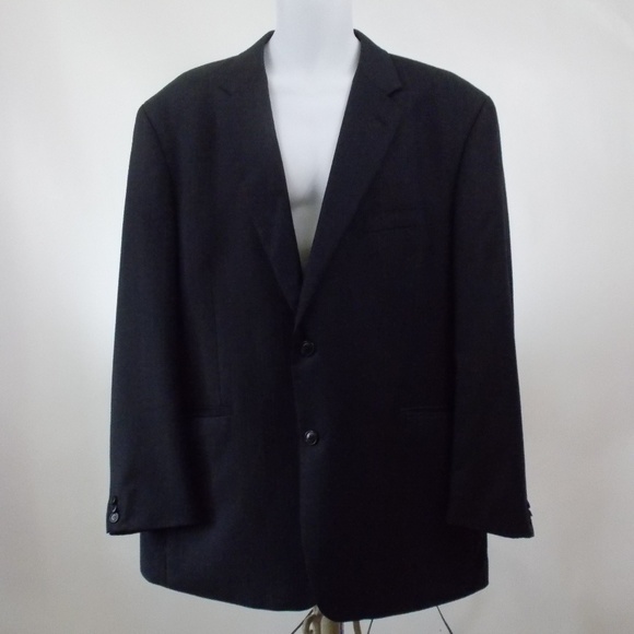 Adolfo International Men's 100% Wool Dark Blue 2 Button Blazer Jacket 46… - Picture 2 of 8